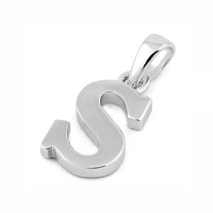 Sterling Silver Plain Letter S Initial Pendant